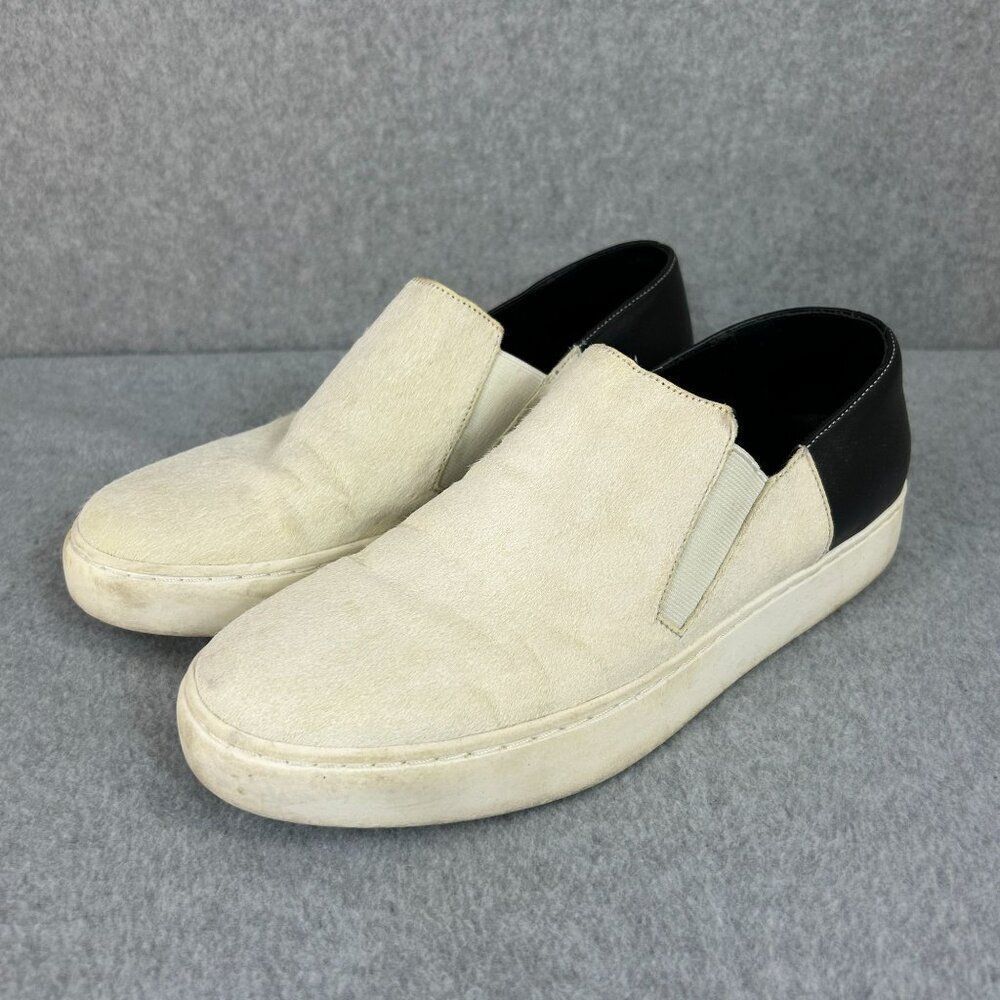 Free People Size 40 / US 9 or 9.5 Cow Hide White Black Varsity Slip On Shoes